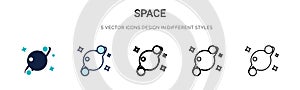 Space icon in filled, thin line, outline and stroke style. Vector illustration of two colored and black space vector icons designs