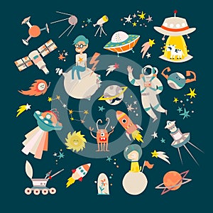 Space icon vector cartoon illustration