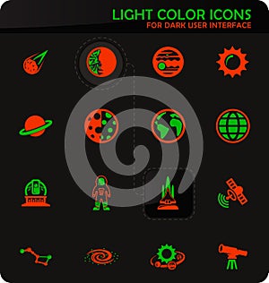 Space icons set