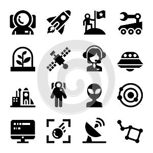 Space icons set