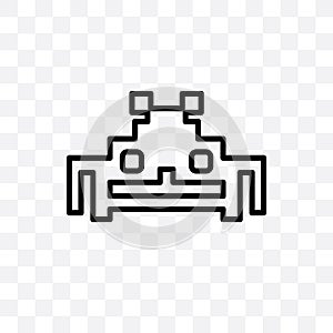 Space invaders vector linear icon isolated on transparent background, Space invaders transparency concept can be used for web and