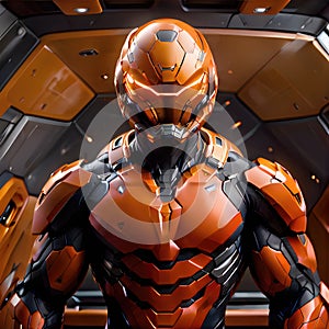 Space knight in the armor. Alien warrior