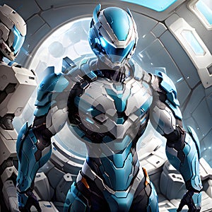 Space knight in the armor. Alien warrior