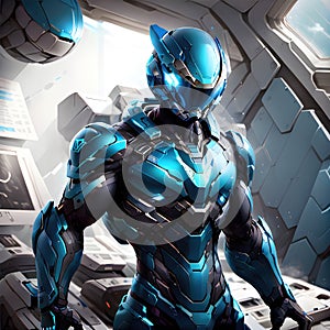 Space knight in the armor. Alien warrior