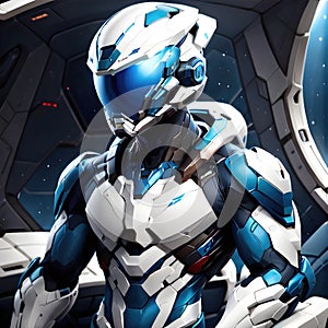 Space knight in the armor. Alien warrior