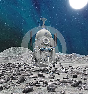 Space lander on planet or comet photo