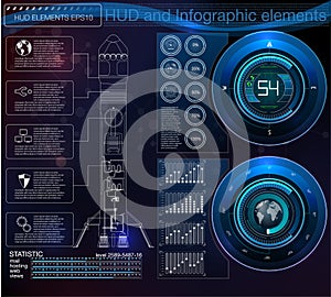 Space launch interface rockets, graphic display control the pallet rocket. Sky-fi HUD