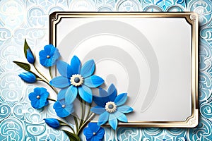 Beautyful blue flowers on a frame - card for gratulations