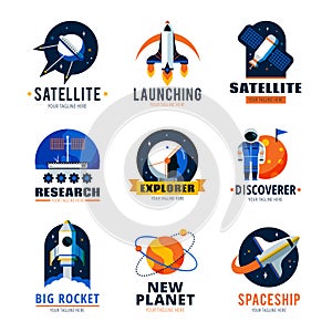 Space Logo Emblems Set