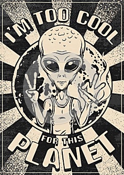 Space Martians poster vintage monochrome