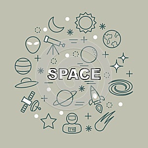 Space minimal outline icons