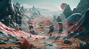 space mountain desert landscape of new planet generative ai