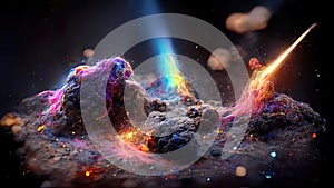 Space Nebula, 4k colorful abstract background image, 3d illustration, 3d render space, surreal explosion, colorful stars and aster