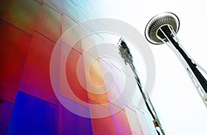 Space Needle with EMP Museum in Seattle, WA