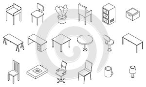 Space organization icons set vector outline