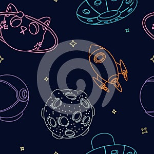 space outer neon pattern