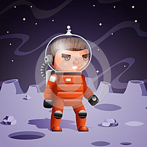 Space planet cosmonaut poster cartoon moon background design vector illustration