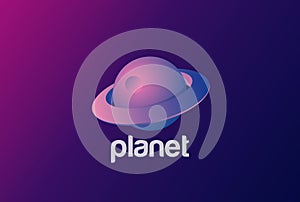 Space Planet Saturn Logo abstract design vector 3D