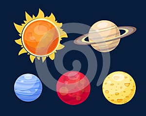 Space planets star vector illustration.