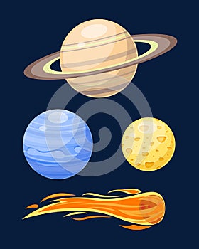 Space planets star vector illustration.