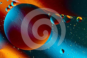 Space or planets universe cosmic abstract background. Abstract molecule sctructure. Water bubbles. Macro shot of air or molecule.