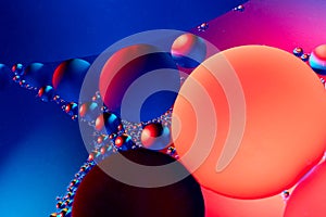 Space or planets universe cosmic abstract psycheledic background. Abstract molecule atom sctructure. Water bubbles. Macro shot of