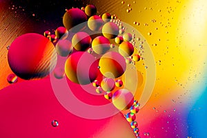 Space or planets universe cosmic abstract psycheledic background. Abstract molecule atom sctructure. Water bubbles. Macro shot of