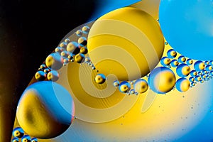 Space or planets universe cosmic abstract psycheledic background. Abstract molecule atom sctructure. Water bubbles. Macro shot of