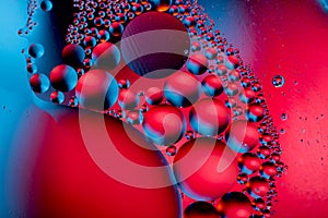 Space or planets universe cosmic abstract psycheledic background. Abstract molecule atom sctructure. Water bubbles. Macro shot of