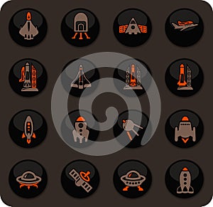 Space platform icons set