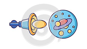 Space probe exploring planet, symbolizing discovery and exploration, vector design Generative AI