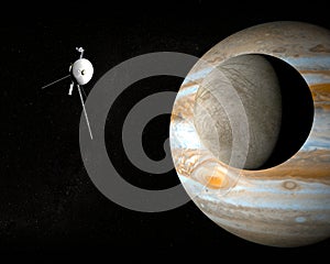 Space probe Voyager and Jupiter's moon Europa photo