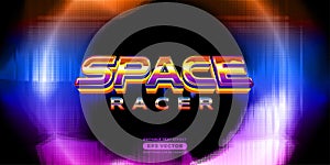 Space racer editable text style effect in retro style theme ideal