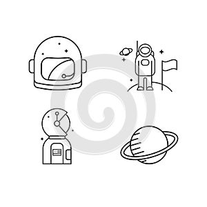 Space research technology icons set