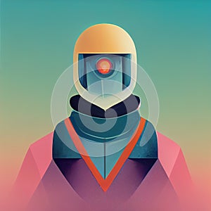 Space robot alien. Alien robot bright colorful picture. Digital illustration based on render by neural network