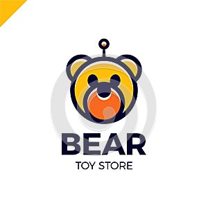 Space Robot Bear logotype. Toy store icon