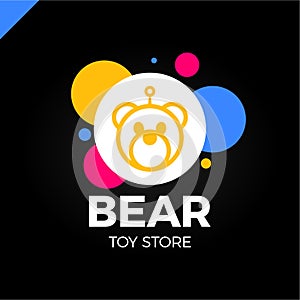 Space Robot Bear logotype. Toy store icon