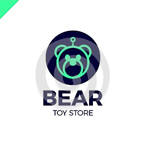 Space Robot Bear logotype. Toy store icon