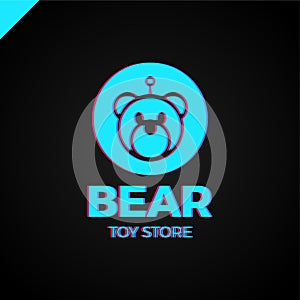 Space Robot Bear logotype. Toy store icon