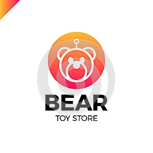 Space Robot Bear logotype. Toy store icon