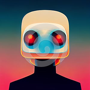 Space robot cartoon character portrait. Portrait of a cosmic creature. Digital illustration. AI-generated