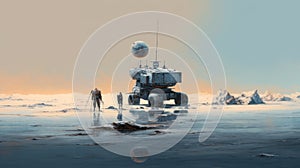 Space Robot Contemplating The Ocean: A Captivating Artwork