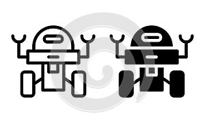 Space robot icon with outline and glyph style.