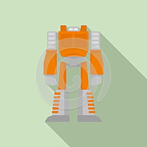Space robot transformer icon, flat style