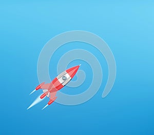 Space rocket - a concept of success, leadership, startup, rivalry. 3D rendering