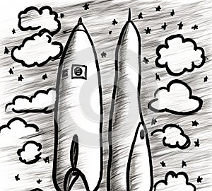 Space Rocket, Generative AI Illustration