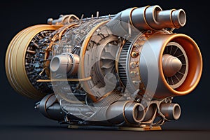 Space rocket engine in full test throttle. Generative Ai