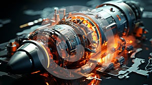 A space rocket engine making process view