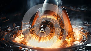 A space rocket engine making process view