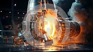 A space rocket engine making process view